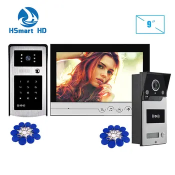 9ס מ טלפון דלת וידאו אינטרקום בדלת עם RFID HD IR LED חיצוני עמיד למים, מצלמה אינדוקטיבית כרטיס טלפון דלת וידאו מערכת
