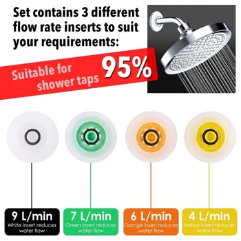 4PCS ראש מקלחת בקרת זרימה שסתום להגדיר מים מכשיר חיסכון של עד 70% זרימת כמפחית מגביל עבור חה ספריי מקלחת הקש על מחבר