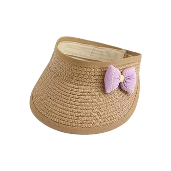 מקסים מתקפל קש כובע השמש לילדות קטנות עם Bowknot פרטים שוליים רחבים - מושלם לקיץ חוף ימים