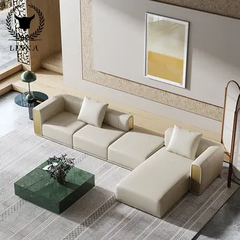 מודרני Loungehome רהיטים חתך עור אמיתי יוקרה ספות להגדיר רהיטים