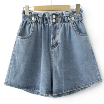 בתוספת גודל נשים מכנסיים קצרים 2023 אופנה הקיץ באד גבוהה המותניים שני לחצן רחב הרגל ג ' ינס רופף ישבנים גדולים עקומה בגדים
