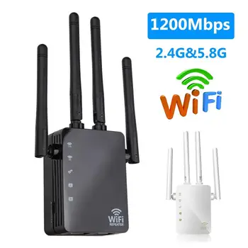 WiFi טווח Extender 1200Mbps Dual Band 2.4/5GHz אינטרנט Wi-Fi אות Booster אלחוטית מהדר עבור הנתב קל Setup-WPS