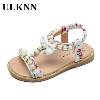 ULKNN 2023 ילדים סנדלי קיץ אופנה חדשה לילדים הסנדל בנות בוהן פתוח חרוזים נסיכת נעלי החלקה נעלי תינוק