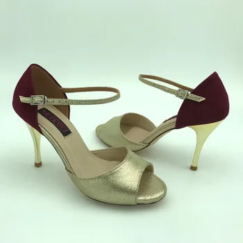 חדש ארגנטינה טנגו ריקוד נעלי מפלגה נעלי חתונה נעלי עור outsole T6205GLBS 9cm עקב 7.5 ס 