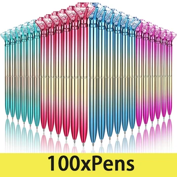 100Pcs צבע היהלום עט כדורי קשת צבעונית לייזר גדול חלקיקי פנינה סיבוב העט מתנה