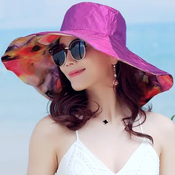 ליידי אופנה חדשה קיץ שמש כובע נשים רחב שוליים אנטי UV קרם הגנה מהשמש כובע מתקפל חוף כובע ב-4865