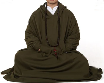 6colors ירוק כההcolor/אדום/אפור/חום יוניסקס כותנה מדיטציה הגלימה בודהיזם נזירים להניח גלימה חמה חליפות robeclothing אביב&החורף