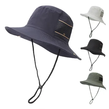 2023 קיץ חדשה הכובע דלי כובעים לגברים הדייג לרוחב ברים Sunhat דיג לנשימה רשת ייבוש מהיר בד הכובע הגדול