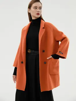 אמצע אורך נשים של צמר Coat100% צמר טהור מעיל אופנתי כל-התאמת מעיל הסתיו-חורף החדשה של נשים בגדי אופנה