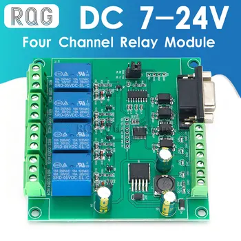 DC 7-24V אספקת חשמל ארבע ערוץ ממסר מודול 8 סיביות לפשעים חמורים MAX3232 RS232/TTL UART תמיכה Modbus RTU 4 דרך קלט דרך 4 פלט