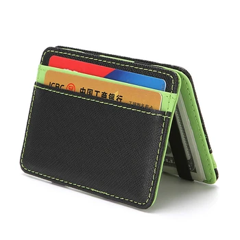 אולטרה דק עור PU קסם הארנק זכר נקבה סלים זהות בעל כרטיס האשראי מקרים קצר המטבע ארנקי כיס כסף מזומן קליפים כיס