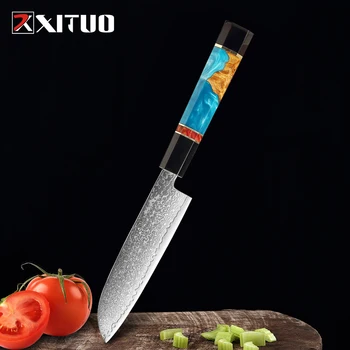 XITUO 5 אינץ ' Santoku סכין יפנית VG10 דמשק נירוסטה 67 שכבות דמשק מטבח, סכיני ירקות פירות הסכין