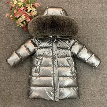 פעוטות ילדים למטה מעיל פרווה עבה עם ברדס מעיל עבור 1-12שנים הילד בנים בנות מעיל החורף במורד בגדי הלבשה עליונה