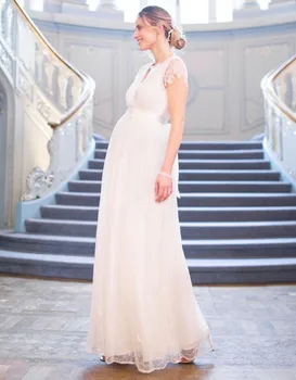 לבן אלגנטיות לידה Maxi שמלות שמלת עבור צילומי הריון שמלת מקסי שמלת בגדים לנשים בהריון שמלת החתונה