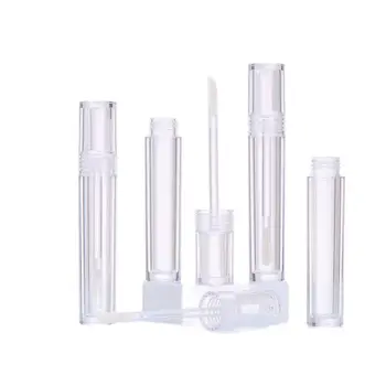 ריק Lipgloss צינורות 5ML פלסטיק עגול קוסמטיים אריזת בקבוק שקוף עגול ליפ גלוס צינורות עם ברור שרביט 30pcs 50pcs