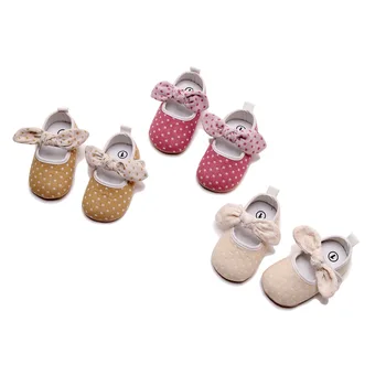 תוספות בסגנון קוריאני התינוק הליכה נעלי Non-להחליק עם Bowknot בד כותנה מקורה נעלי ילדים בנות תינוקות פעוטות הצעדים הראשונים