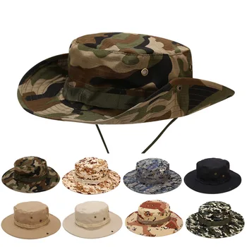 הסוואה בוני כובעים גברים טקטי צבא דלי כובעים צבאיים פנמה הקיץ דלי כובעי ציד טיולים חיצונית הסוואה שמש להגן