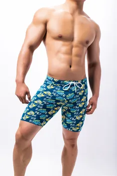 חדש אמיץ אדם האופנה לגברים הדפסה תחתוני ניילון מותן נמוכה סקסי גברים שחייה תקצירים לוח מכנסיים קצרים