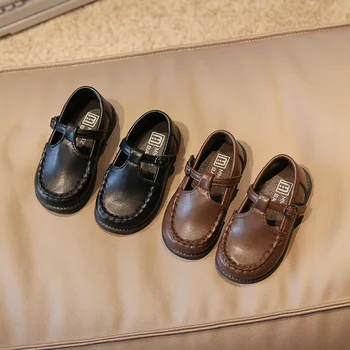 ילדים נעלי עור אביב סתיו רכה עם סוליות בנות תינוק חמוד נסיכה נעליים בסגנון בריטי בנים נעלי יחיד أحذية غير رسمية