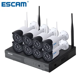 ESCAM WNK804 720P מערכת טלוויזיה במעגל סגור 8CH HD אלחוטית NVR חיצונית לילה IR IP WIFI מצלמה אבטחה מערכת מעקב
