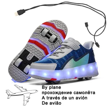 טעינת USB ילדים להחליק רולר נעליים מזדמנים בנים ילדה אוטומטי אזי LED דולק מהבהב הילדים זוהר נעלי ספורט עם גלגלים