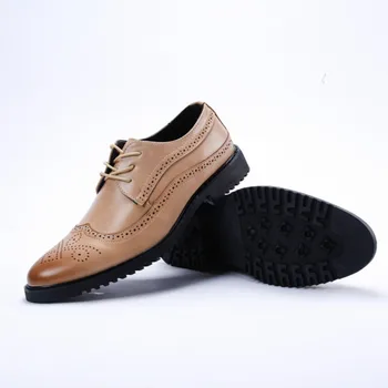 האביב עסק חדש רשמית גברים של נעלי עור אופנה Brogue מגולף המשרד חתונה נעלי עור CB075