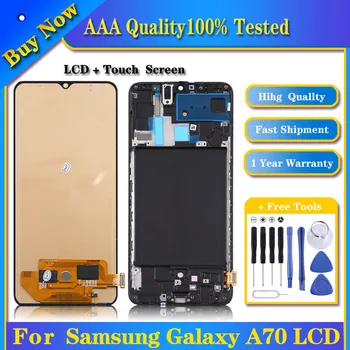 100% נבדקו מסך LCD עבור סמסונג גלקסי A70 (לא תומך זיהוי טביעת אצבע) עם הדיגיטציה הרכבה המלא(שחור)