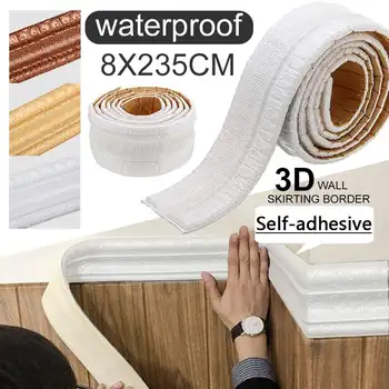 3D מודרניים קיר מדבקת טפט הגבול עיצוב קצף עמיד למים חיפוי קיר ילדים הסלון קצף המותניים מדבקה הגבול