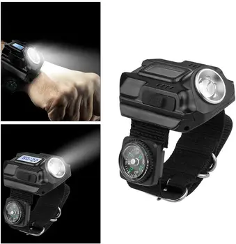 נייד היד אור עם מצפן נטענת עמיד למים LED פנס טקטי Wristlight חוצות פועל לקמפינג טיולים