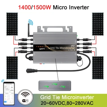 1400W 1500W 220V חכם גל סינוס מיקרו Solar Inverter WiFi מובנית IP67 MPPT 80-265V AC רשת 20-60V DC פאנלים סולאריים