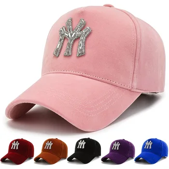 נשים אופנה מוצק צבע כובע בייסבול עם המקדחה אביב סתיו חיצונית מקרית כובע גברים ספורט חורף חם כובע שחור באיכות גבוהה