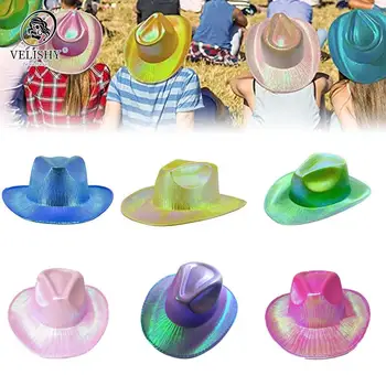 הסגנון המערבי בוקרת כובע בסגנון רטרו פאייטים אור ברים ג ' אז כובע מסיבת יום הולדת במועדון הרגשתי קאובוי כובע קוספליי