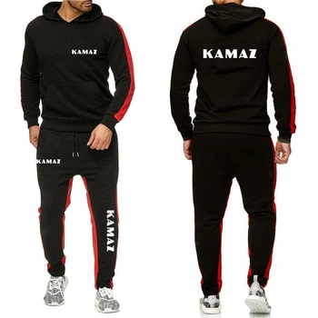KAMAZ הדפסת אופנה 2023 החדש של החורף, האביב והסתיו מוצק כותנה קפוצ ' ונים פנאי אימונית מכנסי טרנינג 2-Piece סט