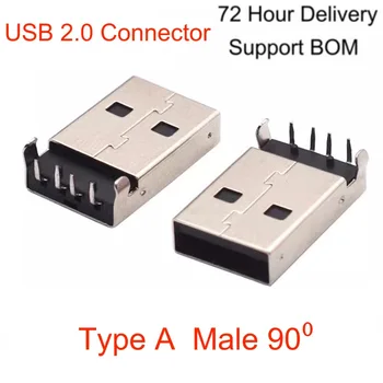 USB מסוג A זכר שקע USB מחבר 4pin אני 90 מעלות לטבול USB PCB לטעינה וגם להעברת נתונים