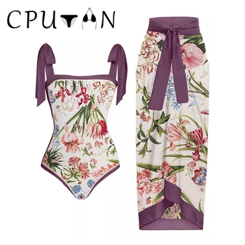 CPUTAN 2023 וינטג ' פרחוני לנשים חתיכה אחת בגד ים חצאית Monokini בגדי ים לכסות הנשי בנות בגד שמלת החוף Brazlian