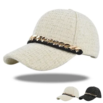 הסתיו-חורף החדשה מתומן כובע נשי שרשרת בהיר משי אישיות כובע יפנית מגמה כובע כיפה כומתה