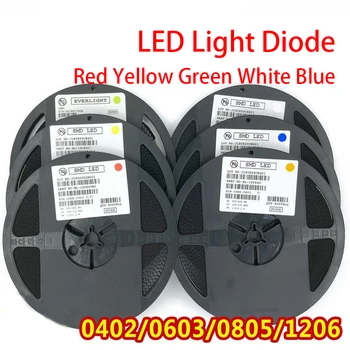 1Reel 0402 0603 0805 1206 1210 smd led אדום ירוק צהוב לבן כחול דיודה פולטת אור ברור LED אור דיודה להגדיר